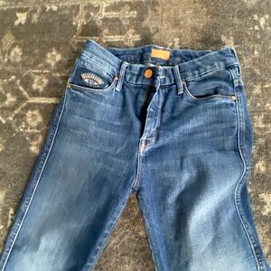 Mother High Waisted Double Looker Ankle Fray